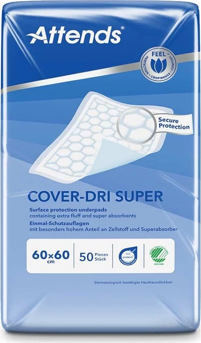 Attends Cover-Dri Super Bettschutzeinlage, 60x60cm, 200 Stück (4x 50 Stück)