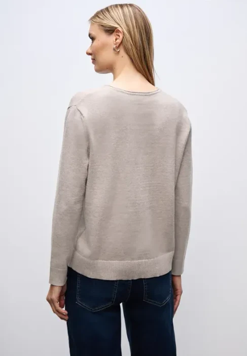 Street One Kuscheliger V-Neck Pullover sandstone mocha mel. (Damen)