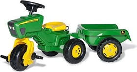 rolly toys rollyTrac John Deere Dreirad mit Soundlenkrad und Anhänger grün
