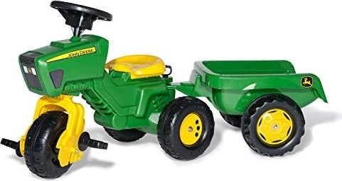 rolly toys rollyTrac John Deere Dreirad mit Soundlenkrad und Anhänger grün