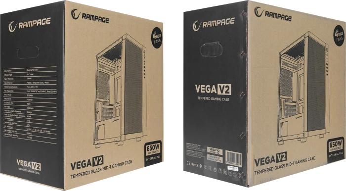 Rampage Vega V2 Black, Glasfenster