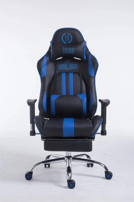CLP Racing Limit Kunstleder Gamingstuhl mit Fußstütze, schwarz/blau