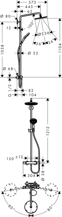 Hansgrohe Raindance S Showerpipe 240 1jet mit Thermostat chrom