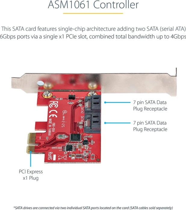 StarTech 2x SATA, PCIe 2.0 x1