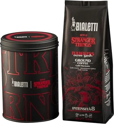 Bialetti Stranger Things Design-Kaffeedose und Hawkins Coffee Blend Kaffeepulver, 250g
