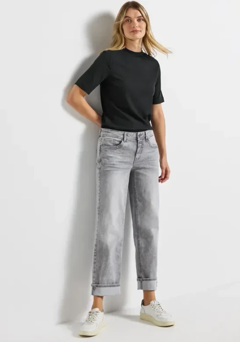 Street One Rippstruktur T-Shirt kurzarm schwarz (Damen)