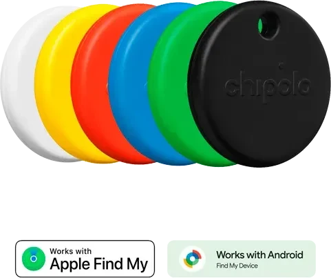 Chipolo Pop schwarz/weiss/rot/blau/gelb/gruen, 6er-Pack