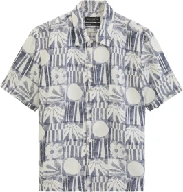 Marc O'Polo Regular Allover-Print Hemd kurzarm bright blue (Herren)