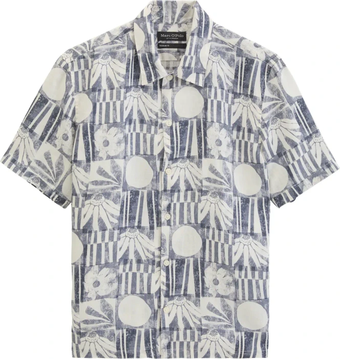 Marc O'Polo Regular Allover-Print Hemd kurzarm bright blue (Herren)