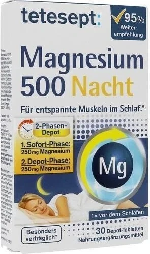 Tetesept Magnesium 500 Nacht Tabletten, 30 Stück
