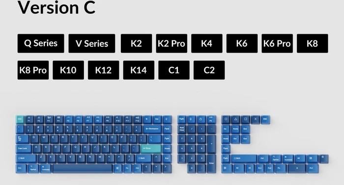 Keychron OEM Dye-Sub Full Set Keycap-Set Ocean - Version C, Kunststoff (PBT), Ocean, blau, 137 Tasten, ANSI-US
