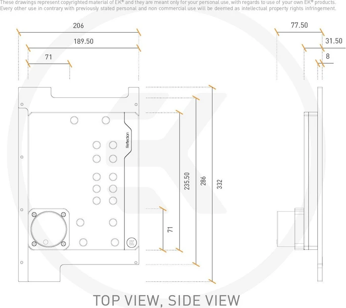 EK Water Blocks Quantum Line EK-Quantum Reflection PC-O11D Mini D5 PWM D-RGB, Verteilerplatte mit Pumpe, Acryl