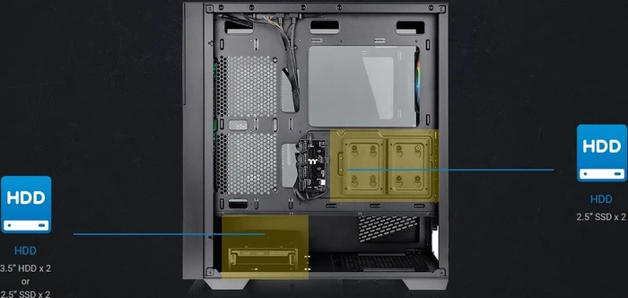 Thermaltake Divider 370 TG ARGB, schwarz, Glasfenster