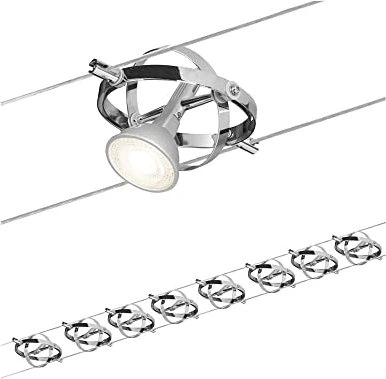 Paulmann Cardan Basisset Seilsystem Spot GU5.3 10m chrom matt, 8 Stück