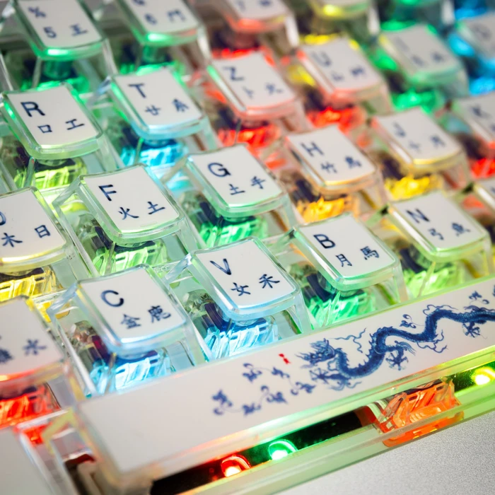 Ducky Year of the Dragon 2024, 65% Layout, weiß/blau, hot-swap, MX2A RGB PURPLE, USB, ND
