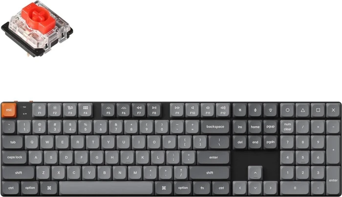Keychron K5 Max, grau, LEDs weiß, Gateron LOW PROFILE 2.0 RED, USB/Bluetooth, US