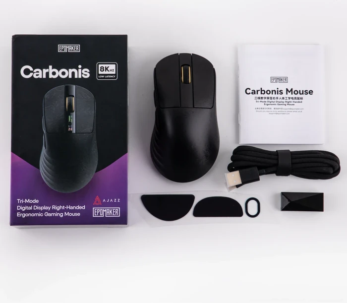 Epomaker Carbonis 8KHz Wireless Gaming Mouse, Black Gold, USB/Bluetooth
