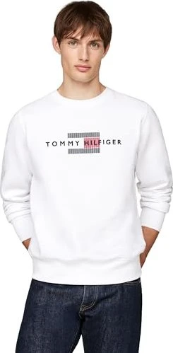 Tommy Hilfiger Rundhals mit aufgesticktem Logo Sweatshirt weiß (Herren)