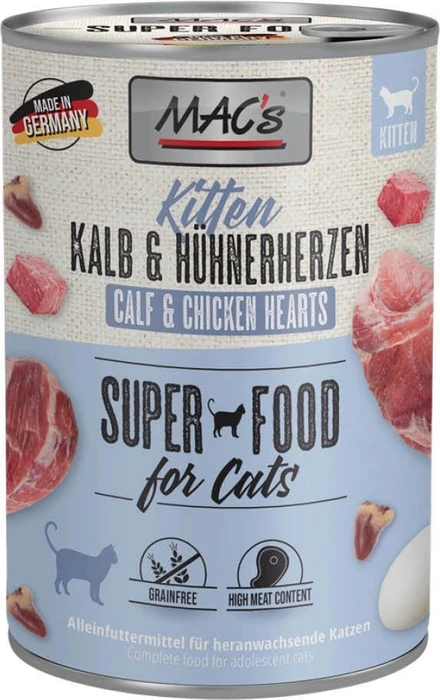 MAC's Cat Kitten, Kalb und Hühnerherzen, 2.40kg (6x 400g)