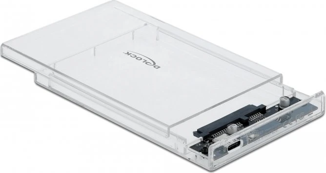 DeLOCK External Enclosure, transparent, 9.5mm, 2.5", USB-C 3.1