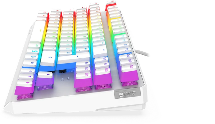 Endorfy SilentiumPC SPC Gear GK630K, PBT, LEDs RGB, Onyx White Tournament, Kailh BROWN, USB, DE