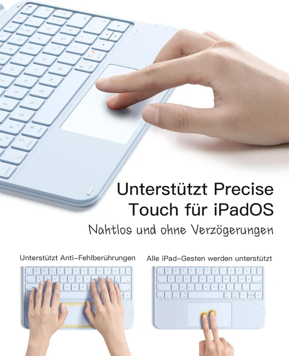 Inateck ACE Touch Ultraleicht Tastatur für iPad Pro 11" (M4), blau, DE