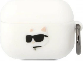 Karl Lagerfeld 3D Logo NFT Choupette Head Case für Apple AirPods Pro weiß