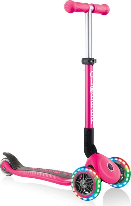 Globber Foldable Lights Kickboard fuchsia pink