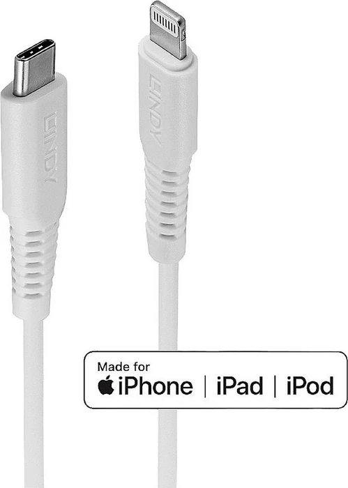 Lindy 1m USB Typ C an Lightning Kabel weiß