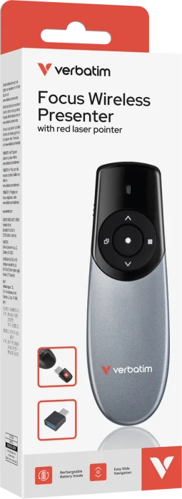 Verbatim Focus Wireless Presenter mit rotem Laserpointer, grau/schwarz, USB-A