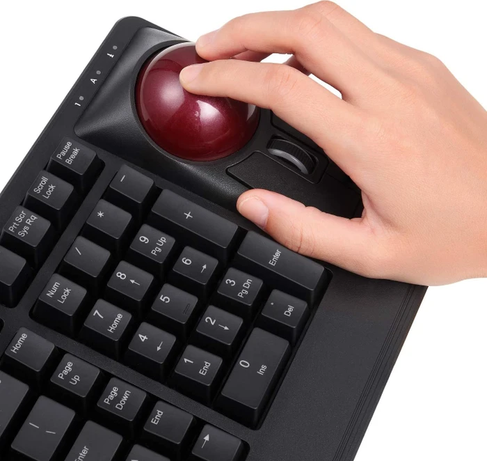 Perixx Periboard-522 Large Trackball Mechanical Trackball Keyboard schwarz, Kailh BROWN, USB, US