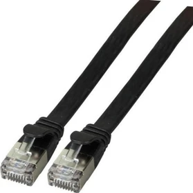 EFB Elektronik PVC Flach-Patchkabel, Cat6a, U/FTP, RJ-45/RJ-45, 0.5m, schwarz
