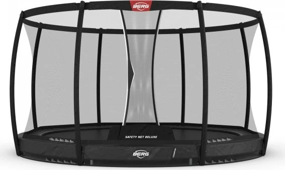 Berg InGround Champion Deluxe mit Sicherheitsnetz 430cm Bodentrampolin grau