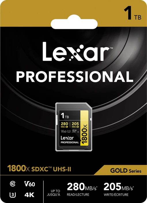Lexar Professional 1800x Gold Series R280/W205 1TB, UHS-II U3, Class 10