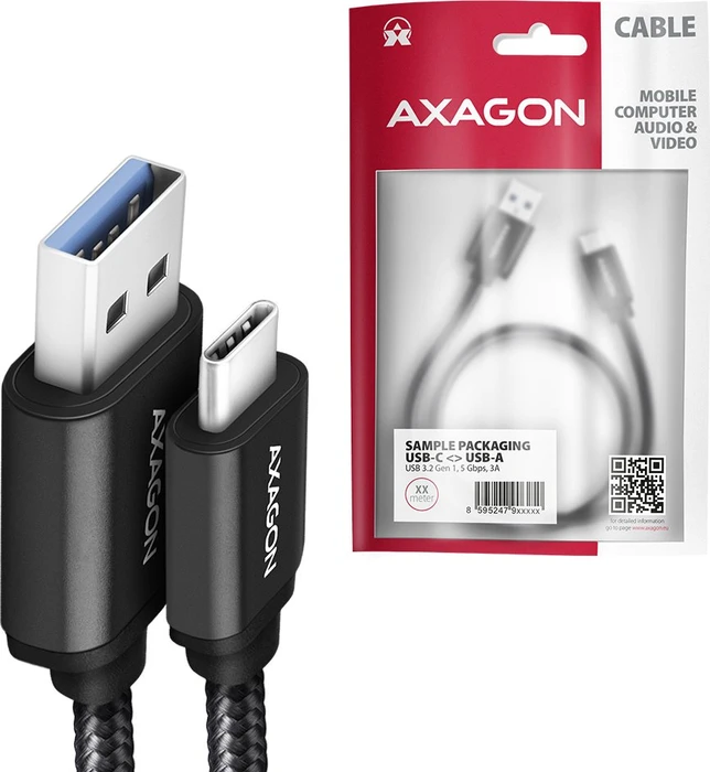 Axagon USB Adapterkabel, USB 3.0, 5Gb/s, USB-A 3.0 [Stecker] auf USB-C 3.0 [Stecker], Adapterkabel, 1m