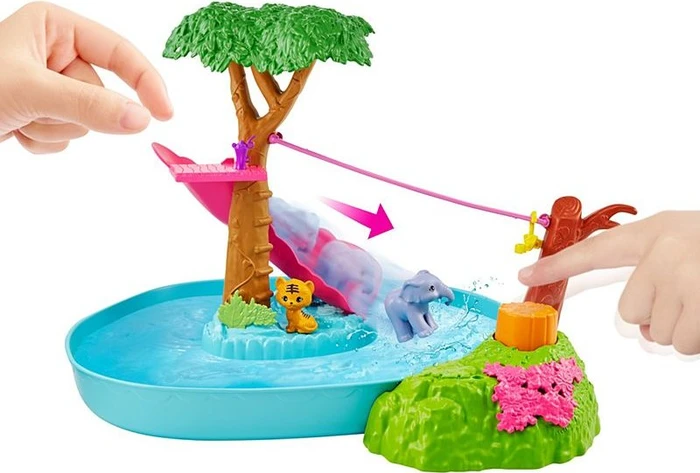 Mattel Barbie - Barbie und Chelsea Dschungelabenteuer Poolparty-Spielset
