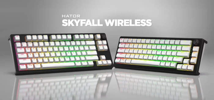 Hator Skyfall 65 Wireless, weiß/schwarz, LEDs RGB, Aurum Sterling, USB/Bluetooth, US