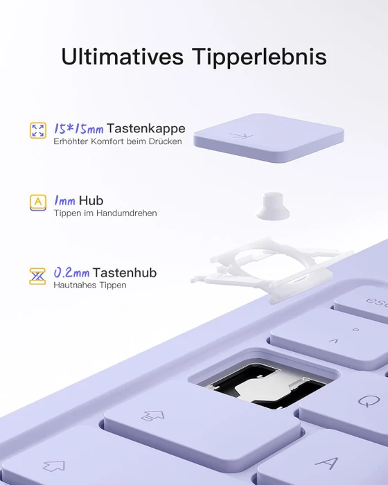 Inateck Superleicht Tastatur Hülle für iPad Air 6 11"/iPad Air 5/iPad 10/iPad Pro 11", violett, DE