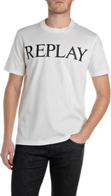 Replay Logo-Fotoprint T-Shirt kurzarm natural white (Herren)