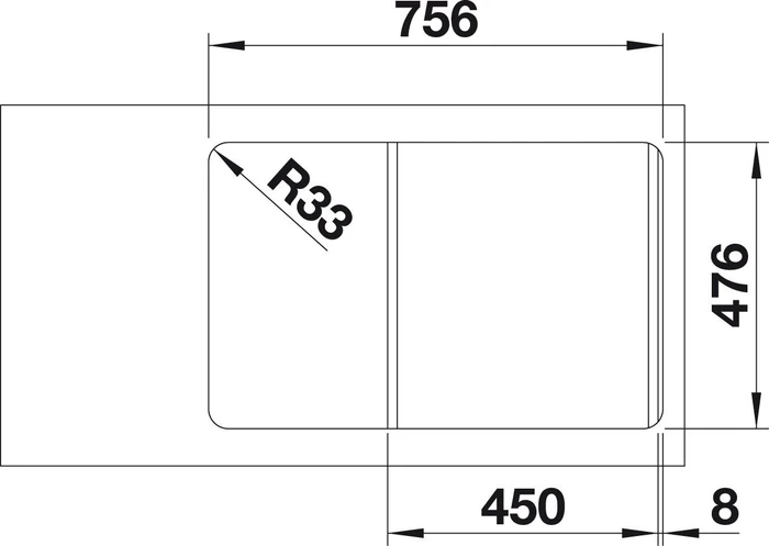 Blanco Lantos 45 S-IF Compact Becken reversibel mit Ablauffernbedienung edelstahl