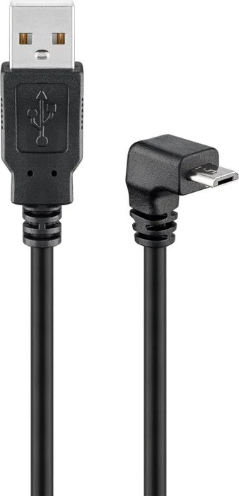 goobay USB-A 2.0 [Stecker] auf USB 2.0 Micro-B [Stecker] Adapterkabel, 1.8m, gewinkelt 90°