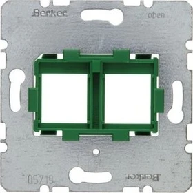 Berker Tragplatte mit grüner Aufnahme 2fach für Modular Jacks Modul-Einsätze