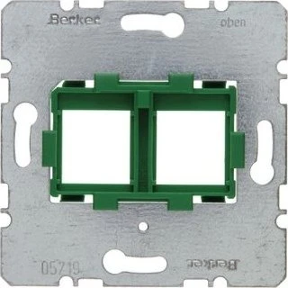 Berker Tragplatte mit grüner Aufnahme 2fach für Modular Jacks Modul-Einsätze