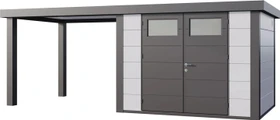 Telluria Classico 3024 Gerätehaus inkl. Anbau 2.84m links grau/weiß
