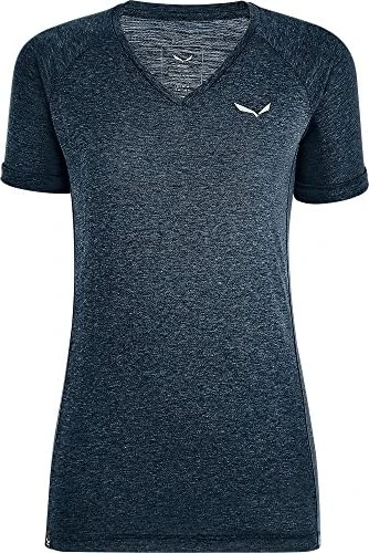 Salewa Puez Melange Dry'ton V-Neck Funktionsshirt kurzarm navy blazer melange (Damen)