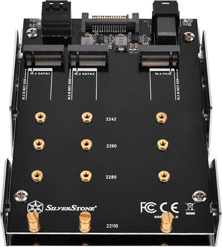 SilverStone SDP12, 2x SATA 7 Pin > 2x M.2 SATA, 1x SFF-8643 > 1x M.2 PCIe NVMe