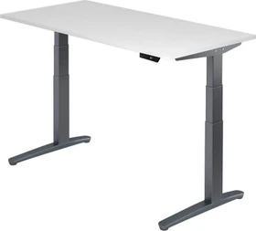 Hammerbacher Ergonomic Aktiv XBHM16 elektrisch höhenverstellbarer Sitz-Steh-Schreibtisch 160x80cm weiß/graphit