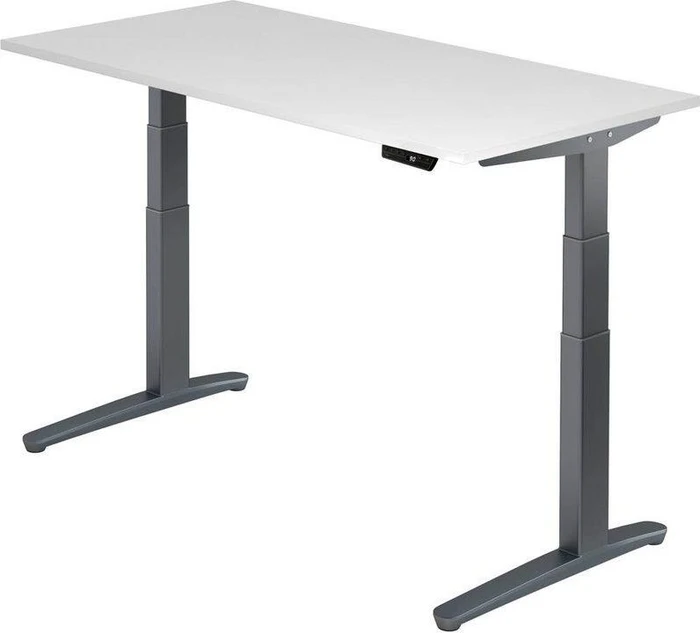Hammerbacher Ergonomic Aktiv XBHM16 elektrisch höhenverstellbarer Sitz-Steh-Schreibtisch 160x80cm weiß/graphit