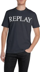 Replay Logo-Fotoprint T-Shirt kurzarm night blue (Herren)