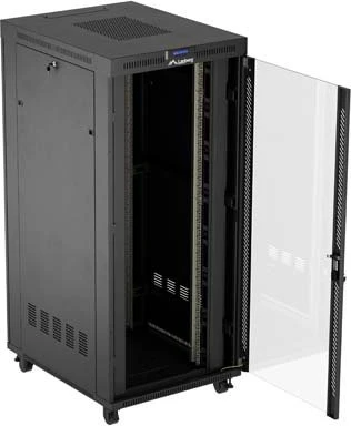 Lanberg 19" Rackschrank 37HE, LCD, freistehend, Flat Pack, V2, Glastür, IP20, RAL 9004, 1000mm tief